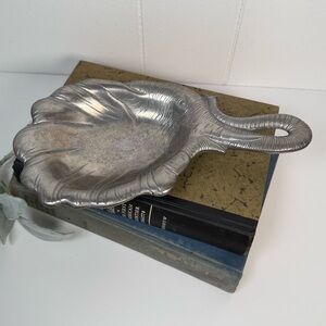 Vintage (1987) Silver Aluminum Metal Arthur Court Decorative Elephant Dish Tray